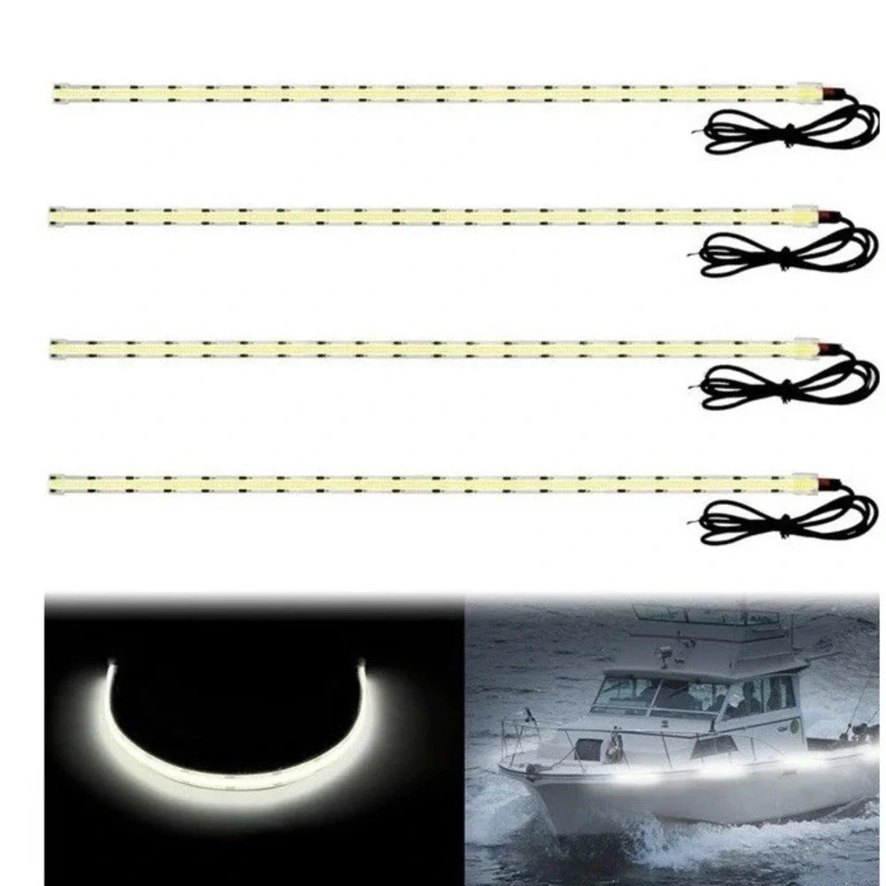 (4)Led Boat Lights, 20FT Marine Led Strip Lights, Waterproof Boat Interior Green